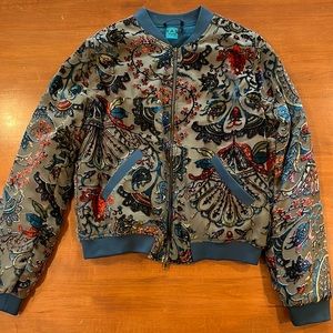 KAS Designs Floral Paisley Velvet Bomber Jacket